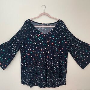 EVRI Black Blouse with Colorful Dot
